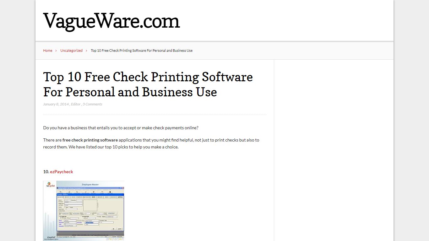 Top 10 Free Check Printing Software For Personal and ... - vagueware